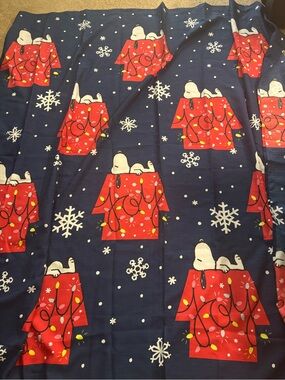 Snoopy Holiday Print Shower Curtain - Navy & Red